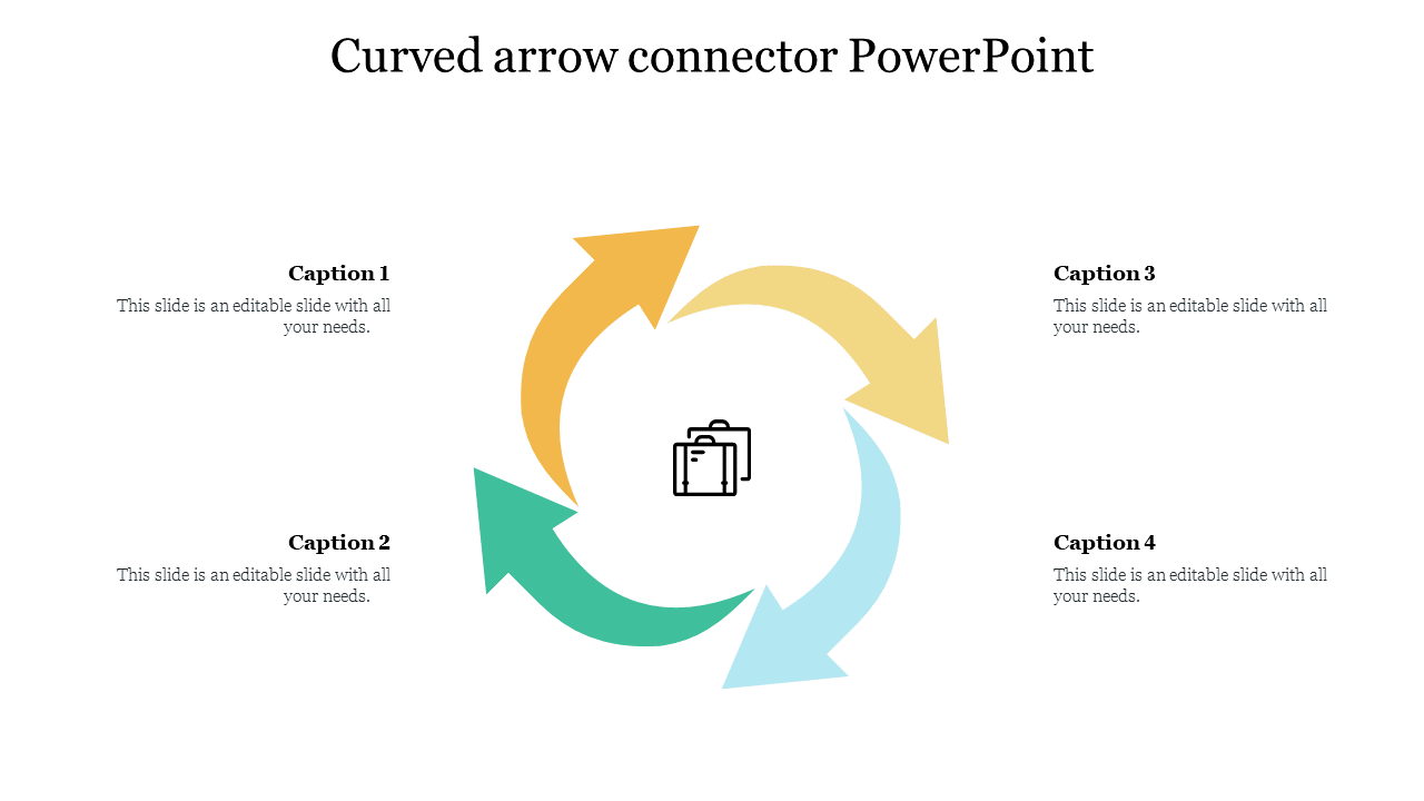 Free - Multi-Color Curved Arrow Connector PowerPoint Template